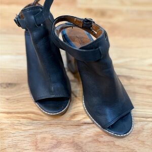 Lucky Brand Black Open-Toe Ankle Booties